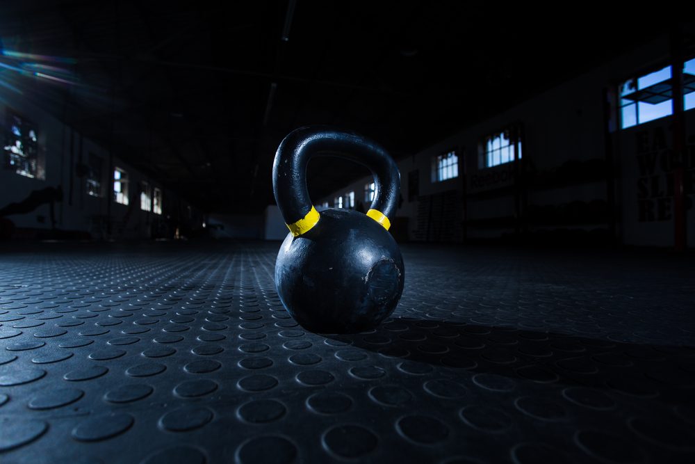 Close,Up,Wide,Angle,View,Of,A,Kettle,Bell,Weight